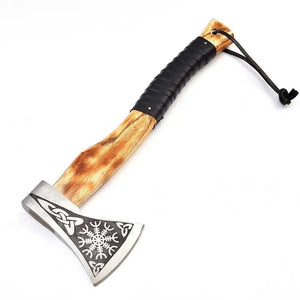 Custom Battle Axe Viking Hatchet Personalized Carved Axe Hand Forged Woodsman Camping Axe (Tomahawk Axe-88)