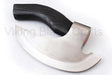 Handmade Viking Pizza Cutter Axe Damascus Steel Blade with Sharped Wood Handle Leather Sheath for Kitchen Use Couple Gifts (Pizza Axe-19)