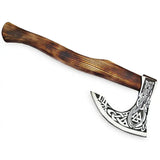 Professional Multi Function Stainless Steel 440c Blade Wood Handle Hatchet Axe Outdoor Camping Axe With Leather Sheath (Tomahawk Axe-31)