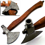 Top Quality Axe Manufacturer Damascus Steel axe Camping with Rose Wood Handle With Leather Sheath (Tomahawk Axe-30)