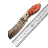 High Quality Customizable Damascus Steel EDC Pocket Knife Wood Handle Precision Craft  Multipurpose Hand-Forged Knife EDC & Hunting  (Folding Knife-40)