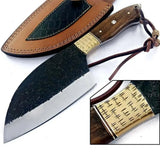 Custom Handmade Kitchen Cleaver Meat Knife Set High Carbon Steel with VG10 Blade Leather Sheath Butcher Knife (Nakiri Knife-63)
