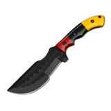 High Quality Black Tracker Bus Craft Knife with D2 Steel Blade Resin Sheath Handle Bamboo Scissors Leather Sheath Hunting Tools (Tracker Knife-22)