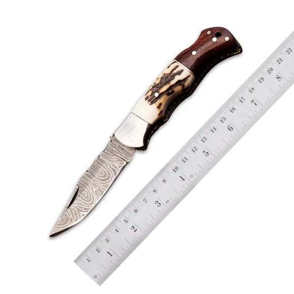 High Quality Custom Handmade Damascus Steel Folding Knives Factory Hot Selling Pockets Tools Multipurpose Knives (Folding Knife-15)