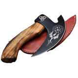Original Custom Hand Forged Steel Pizza Axe Viking Bearded Chef Knife Best Carbon Steel Blade for Camping Christmas Gift (Pizza Axe-4)