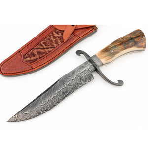 Won Knife Makers Guild BEST BOWIE Knife at Blade Show 2025 Bone Handle With Leather Cover Outdoor Knives (San Mai Knife-18)