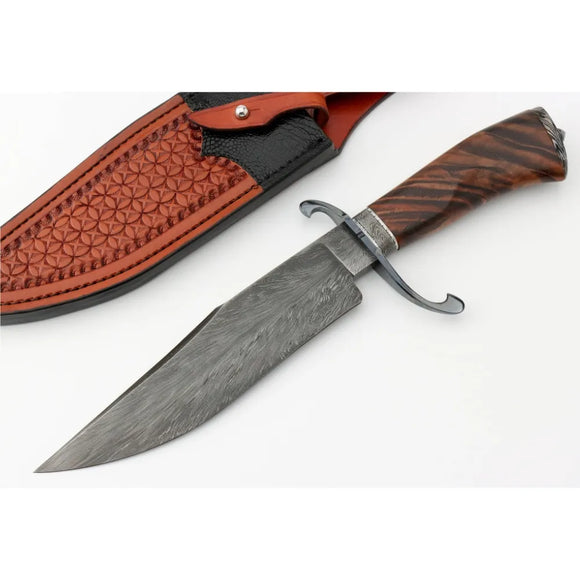 High Grade Handmade San Mai Damascus Hunting Knife Outdoor Camping Survival Fixed Blade Knives with Wooden Handle (San Mai Knife-11)