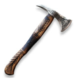 HAND FORGED VINTAGE - BEARDED SPIKE TOMAHAWK CAMPING AXE - HATCHET AXE WITH LEATHER COVER (Tomahawk Axe-100)
