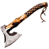 High Quality Handmade High Carbon Steel Axe Head Hatchet Axes Hand Forged Beautiful Pattern With Leather Sheath (Tomahawk Axe-73)
