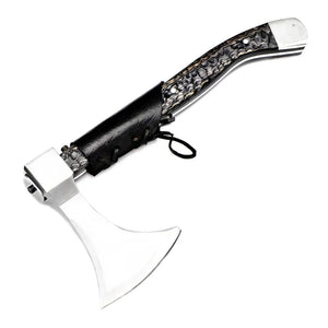 Stylish Handmade High Carbon Steel Axe with Black Handle Wooden Box and Accessories Perfect Gift for Campers. (Tomahawk Axe-13)