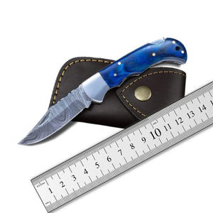 Handmade Folding Knife Small Pocket Knives for Camping, Hiking Back Lock Blade Damascus Steel (Folding Knife-33)
