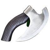 Handmade 1095 Damascus Carbon Steel Pizza Cutter Black Wood Handle Bone Leather Sheath Custom Made Chef's Kitchen Knife Chopping (Pizza Axe-9)