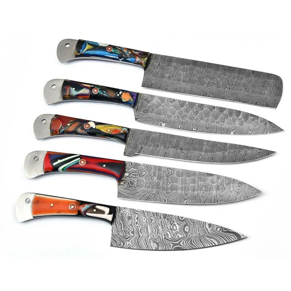 High Quality Custom Handmade Damascus Chef Knife Damascus Steel Chef and Kitchen Knife Set With Protected Cover (Chef Knife-30)