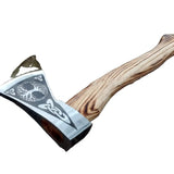 Viking axe Hand Forged Bearded axe with Carved Fenrir Handle Viking Hatchet Camping Hatchet with Box Wood Bushcraft axe (Tomahawk Axe-85)