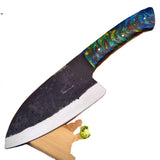 Hand Forged 1095 High Carbon Steel Kitchen Knife Chef's Cleave Meat Cleaver with Leather Sheath Utility for Slicing (Nakiri Knife-60)