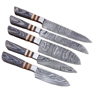 Handmade Damascus Steel Chef Knife Set Stainless Steel Blade Custom Pure Leather Sheath Beautiful Design Multipurpose Knife (Chef Knife-47)