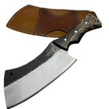 Handmade Full Tang Damascus Steel Chef Cleaver Kitchen Butcher Chopper Wood Curved Handle Outdoor Chop Knife Bone Boning Gift (Nakiri Knife-50)