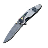 Handmade Damascus Steel Skull Folding Knife Pocket Knives for Camping, Hiking Inner Lock Folding Knife (Folding Knife-3)