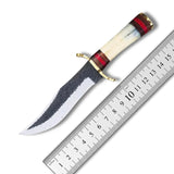 Handmade Fixed Blade Knife with Sheath for Outdoor Survival Camping Fishing Hunting Knives Carbon Steel Blade Bone Handle(Bowie Knife-29)