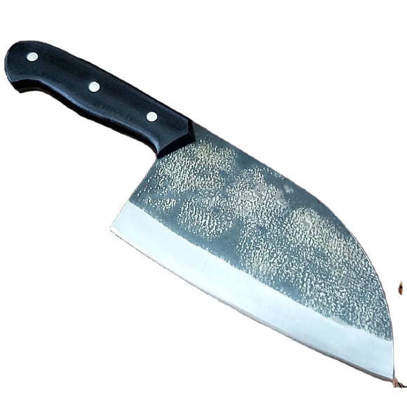 Professional 1095 High Carbon Steel Hand Forged 8-inch Nakiri Meat Cleaver Kitchen Chef Knife Leather Slicing Utility Handmade (Nakiri Knife-53)