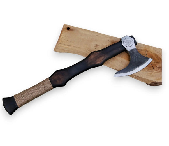 Handmade Viking Axe Tomahawk Carbon Steel with Rose Wood Handle Damascus Axe Head Cutting Best Men's Gifts Anniversary Gift Him (Tomahawk Axe-90)