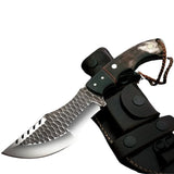 Handmade D2 Steel Hunting Knife with Hammered Texture Pattern on Blade Gift for Men's / Personalized Knives (Tracker Knife-26)