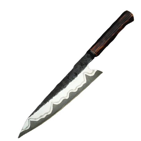 Custom Handmade High Carbon Steel New Pattern Kitchen Chef Knife With Premium Leather Sheath (Chef Knife-117)