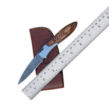 Professional Custom Handmade Damascus Steel Folding Pocket Knife with Leather Sheath and Wooden Handle for EDC and Utility Use (Folding Knife-25)