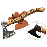 High Quality Handmade Stainless Steel 440c Axe Head Hatchet Axes Hand Forged Beautiful Etching With Leather Sheath (Tomahawk Axe-57)