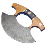 High Quality Single Cutter Damascus Steel Pizza Cutter Chef Knife Set Carbon Steel Blade Widely Used in Kitchen (Ullu Knife-8)