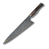 Brass Chef Knife 13 Inch Carbonn Steel Blade With Brass Line Natural Wood Handle With Leather Sheath (Chef Knife-104)