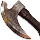 Handmade Pizza Cutter Axe 9.5 Inch Carbon Steel 1095 Blade Natural Wood With Leather Sheath (Pizza Axe-32)