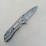 Handmade Damascus Steel Folding Knife Pocket Knives for Camping, Hiking Inner Lock Folding Knife (Folding Knife-5)
