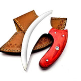 Custom Handmade Carbon Steel Kitchen Knife 7 Inches Carbon Steel for Chopping Boning Cutting With Leather Sheath (Ullu Knife-10)