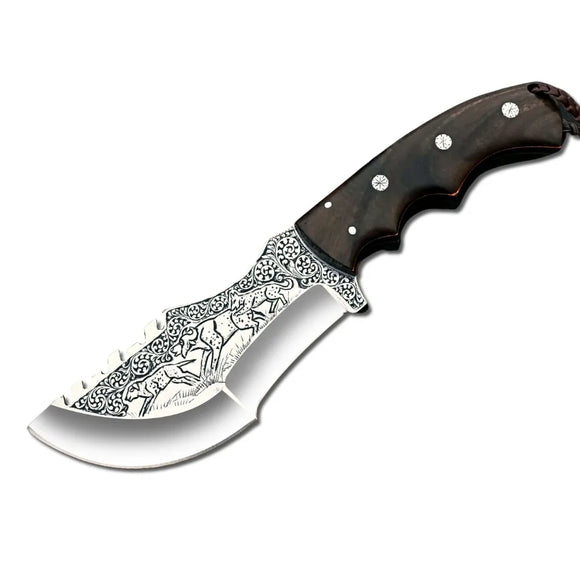 Handmade Stainless Steel Tracker Knife With Wood Handle and Fine Leather Sheath Bush Craft Survival Knife Camping Knives (Tracker Knife-25)