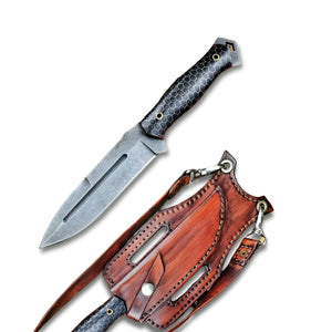 Handcrafted Tactical 12 inches Knife in Carbon Steel Shoulder Rig Accessibility, Fusion of Power and Elegance with Pure Leather Sheath  (Nakiri Knife-100)