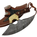 Handmade Custom Damascus Steel Stainless Carbon Kitchen Knife High Quality Chef Pizza Cutter Wood Bone Chopping Kitchen Knives (Ullu Knife-9)