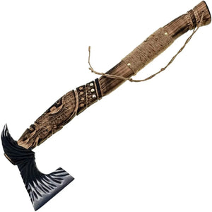 Custom Handmade Carbon Steel Hunting Hand Forged Camping Axe Outdoor With Leather Sheath Rose Wood Handle (Tomahawk Axe-63)
