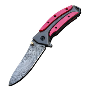 Handmade Damascus Steel Folding Knife Pocket Knives for Camping, Hiking Inner Lock Folding Knife (Folding Knife-2)