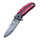 Handmade Damascus Steel Folding Knife Pocket Knives for Camping, Hiking Inner Lock Folding Knife (Folding Knife-2)
