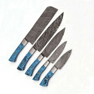 Custom Handmade Damascus Steel Kitchen Chef Set Knife with Leather Cover High Quality Product (Chef Knife-26)