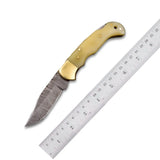 2025 Custom High Quality Damascus Steel Folding Knife Handmade Pocket Knife with Leather Sheath for Industrial Use (Folding Knife-11)