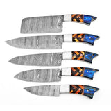 Handmade Custom Damascus Steel Chef Knife Set with Pure Leather Sheath Kitchen and Dining Knife Collection (Chef Knife-50)