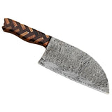 Professional High Quality Damascus Steel Chef Cleaver Stainless Steel Handle Leather Sheath Meat Kitchen Use (Nakiri Knife-28)