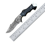 Damascus Steel Pocket Knife Handmade Outdoor Folding Knife with Wooden Handle Best EDC Utility Knives (Folding Knife-24)