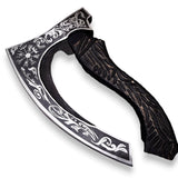 Handmade Industrial Grade Pizza Axe High Carbon Steel 1095 Blade with Etching Forged Cutter with Pure Leather Sheath (Pizza Axe-38)