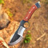 Handmade Carbon Steel Hunting Tracker Fixed Blade Knives Perfect Grip Wood Handle Free Leather Sheath Camping, Outdoor Knife (Tracker Knife-1)