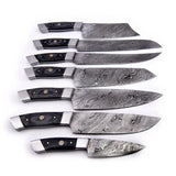 Handmade Modern Design Damascus Steel Chef Knife Set High Quality Custom Kitchen Knife Pure Leather Sheath Stainless Steel 5pcs (Chef Knife-76)