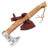High Quality Handmade High Carbon Steel Axe Head – Hand-Forged Hatchet with Beautiful Pattern & Leather Sheath (Tomahawk Axe-54)