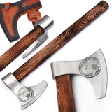 High Quality Stainless Steel 440c Blade Wood Handle Hatchet Axe Outdoor Hand Forged Camping Axe With Protected Cover (Tomahawk Axe-32)